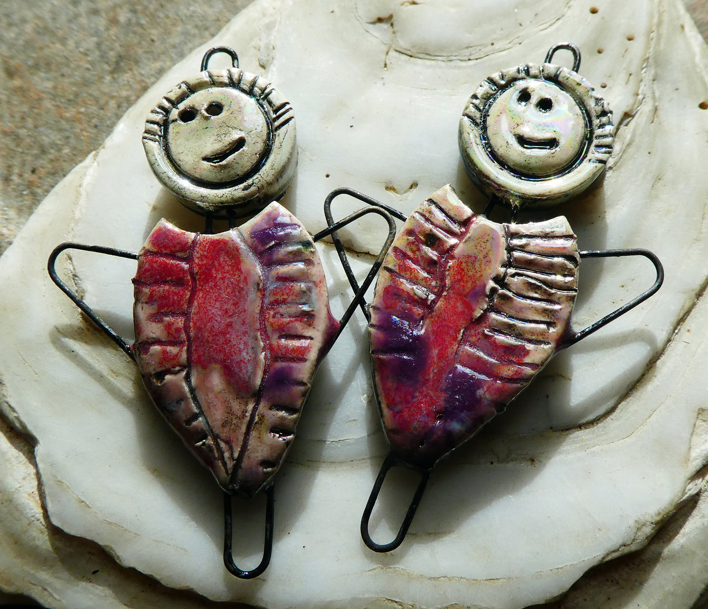 Ceramic Lustrous Simple Souls Angel Connectors -Berry Tart