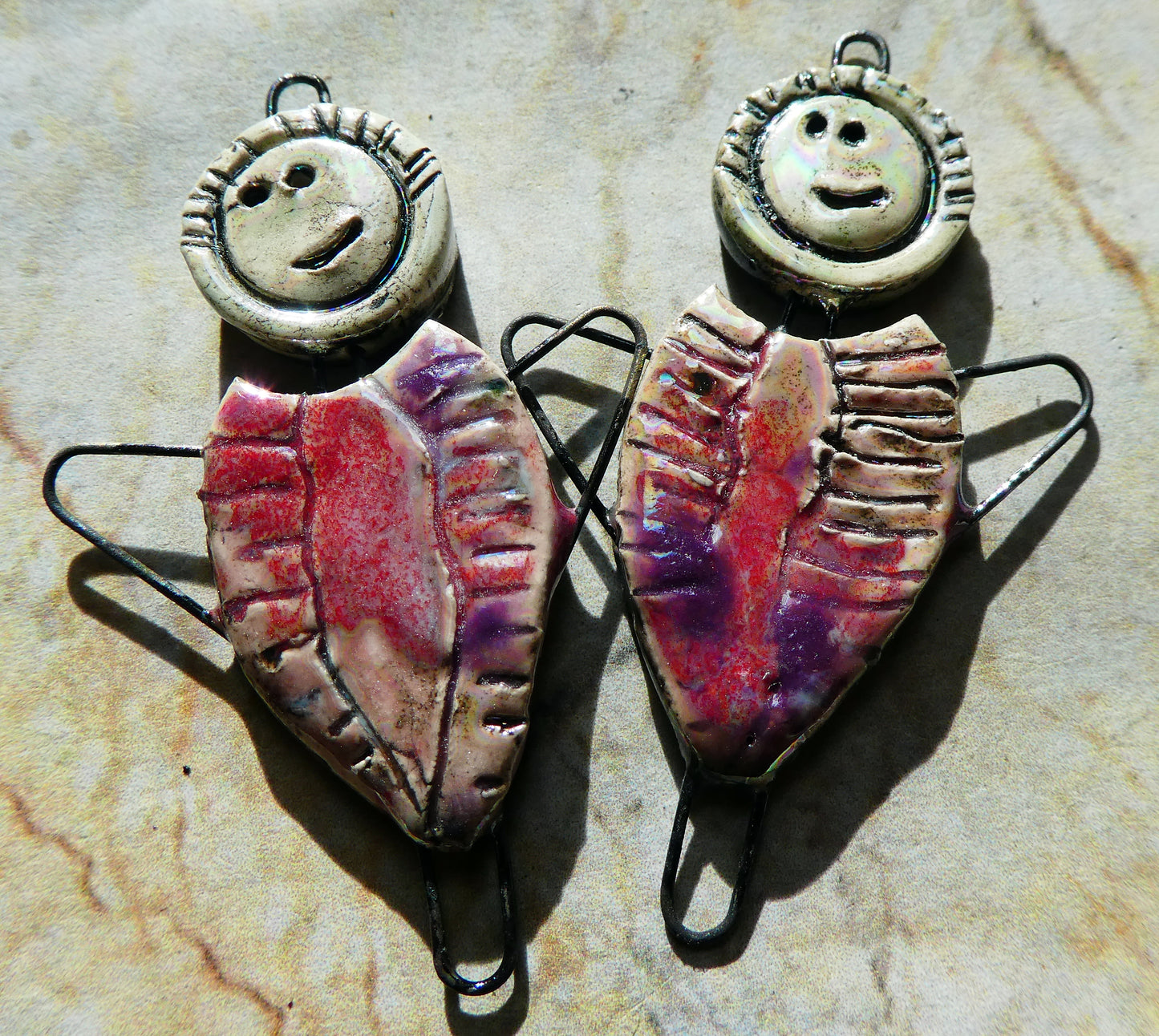 Ceramic Lustrous Simple Souls Angel Connectors -Berry Tart