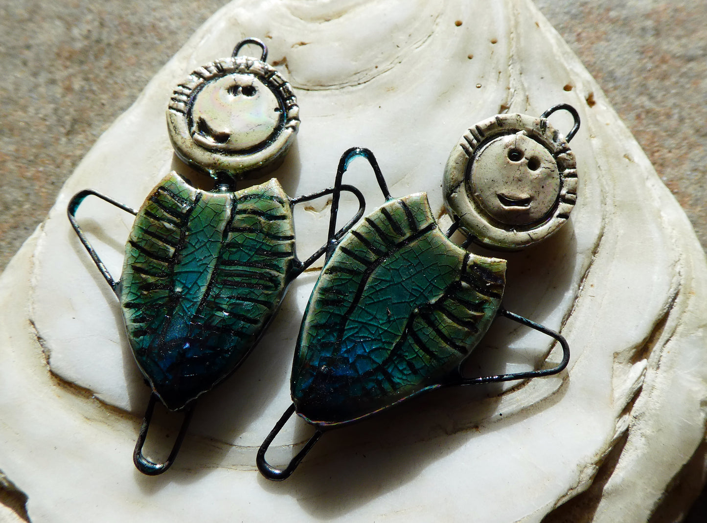 Ceramic Lustrous Simple Souls Angel Connectors -Oriental Blue