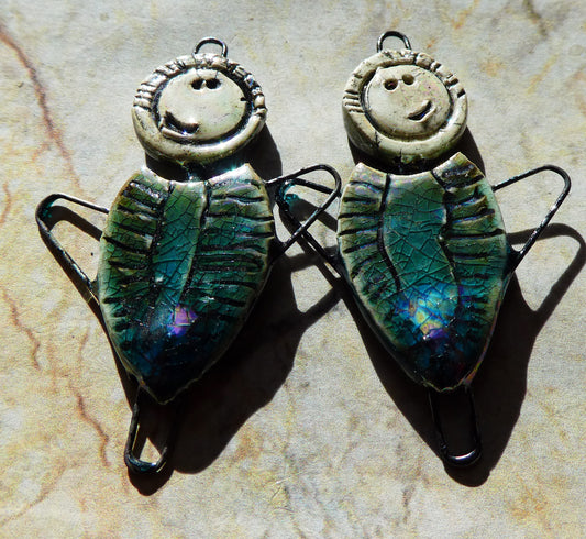Ceramic Lustrous Simple Souls Angel Connectors -Oriental Blue
