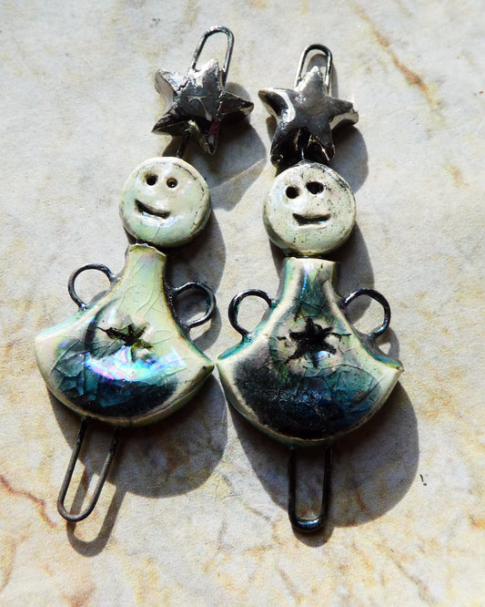 Ceramic Lustrous Simple Souls Christmas Fairy Connectors -Smoke and Ice