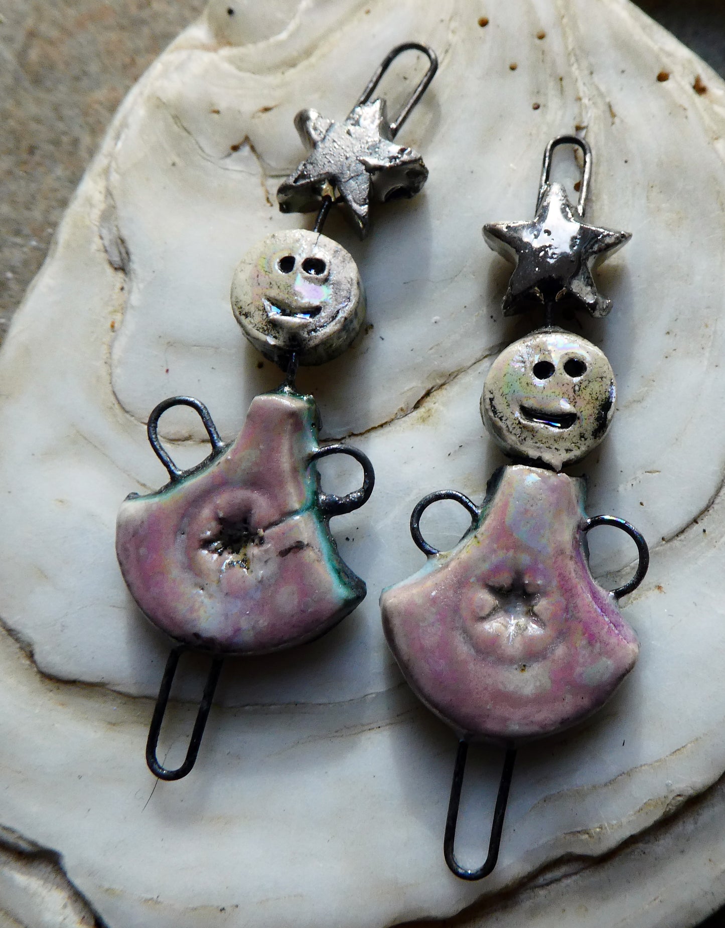 Ceramic Lustrous Simple Souls Christmas Fairy Connectors -Pink Plum