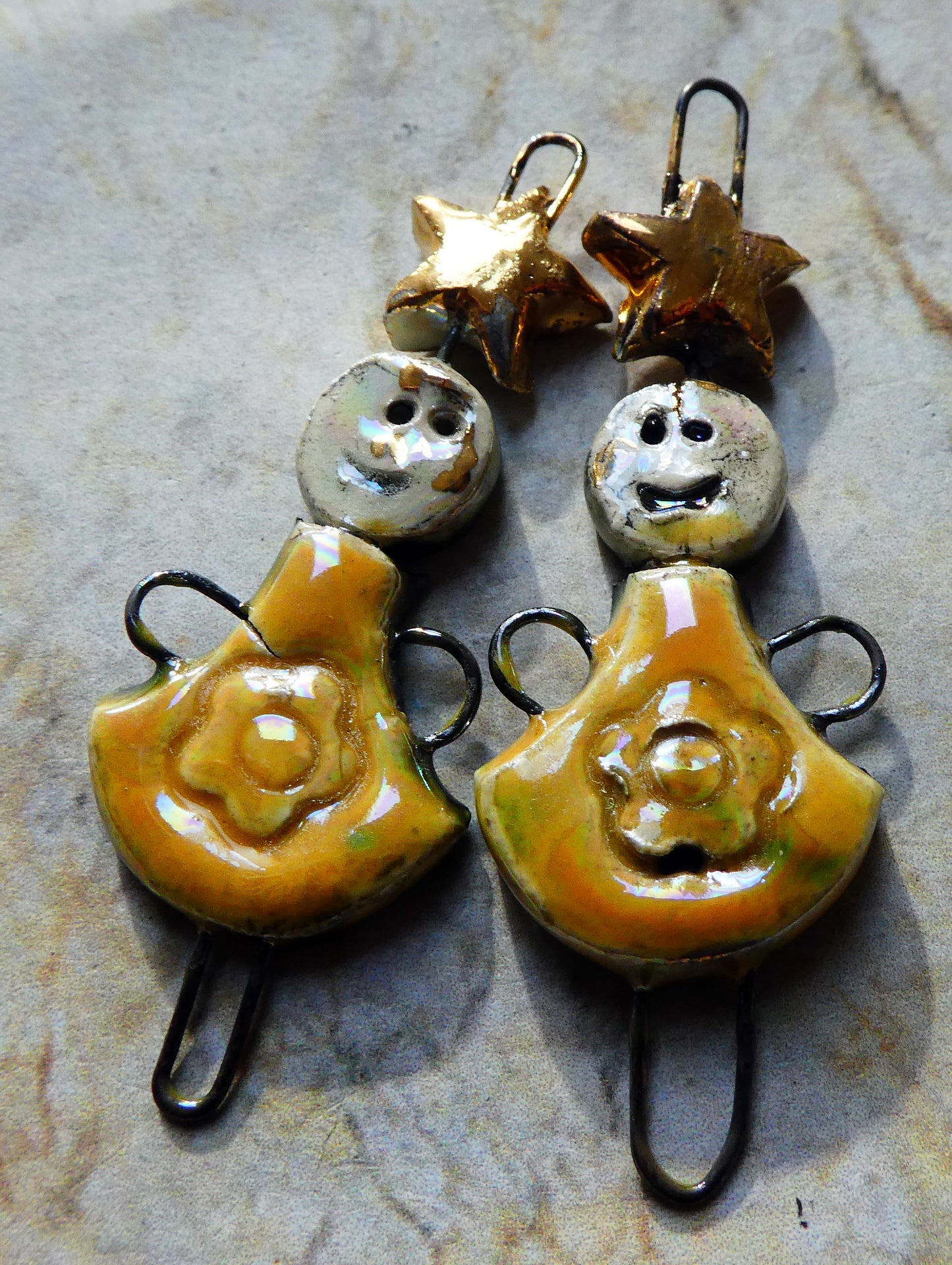 Ceramic Lustrous Simple Souls Christmas Fairy Connectors -Yellow