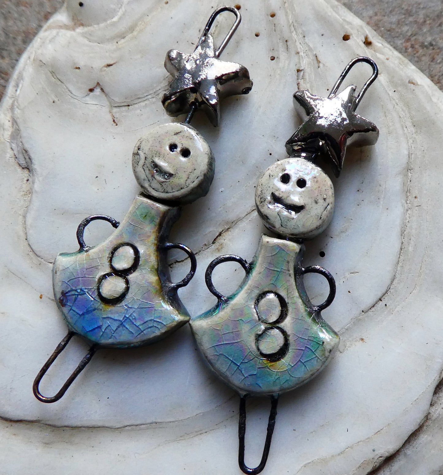 Ceramic Lustrous Simple Souls Christmas Fairy Connectors -Moonscape Crackle