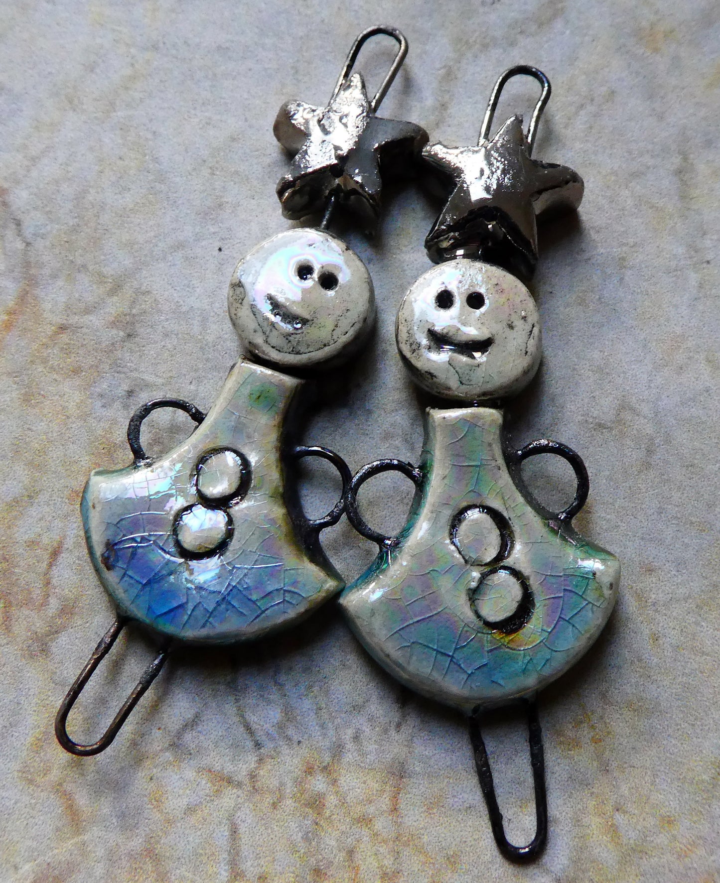 Ceramic Lustrous Simple Souls Christmas Fairy Connectors -Moonscape Crackle