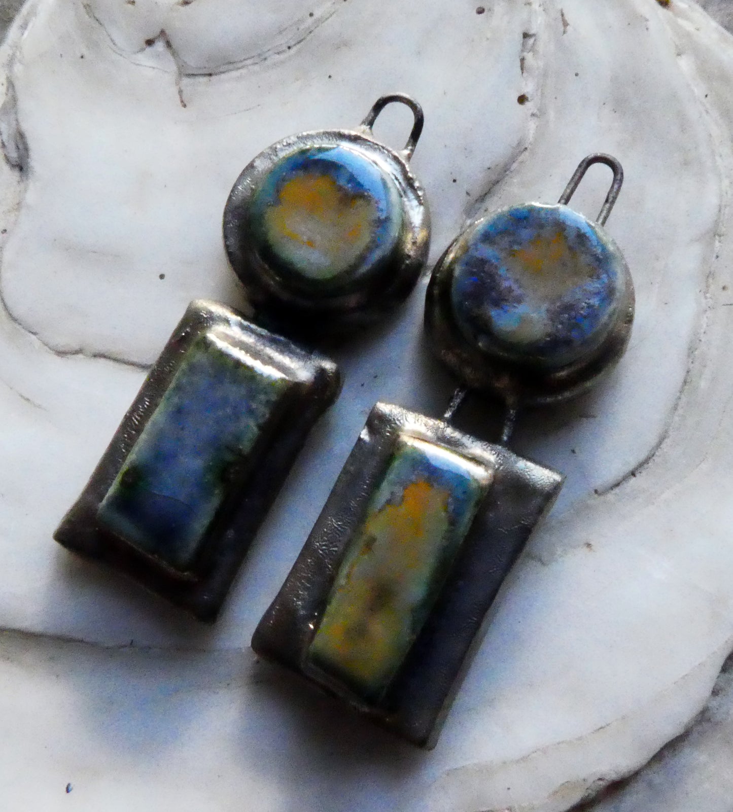 Ceramic Moulded Disc and Rectangle Charms -Outer Space