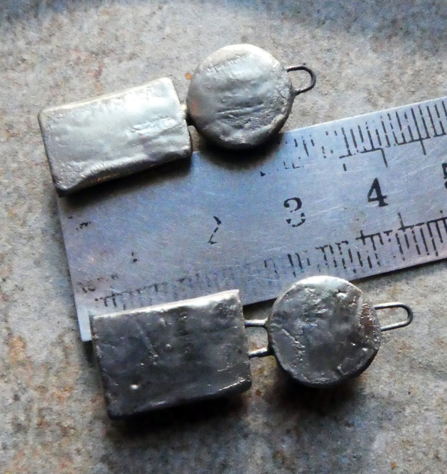 Ceramic Moulded Disc and Rectangle Charms -Red