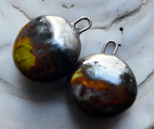 Ceramic Lustrous Disc Drops -Autumn