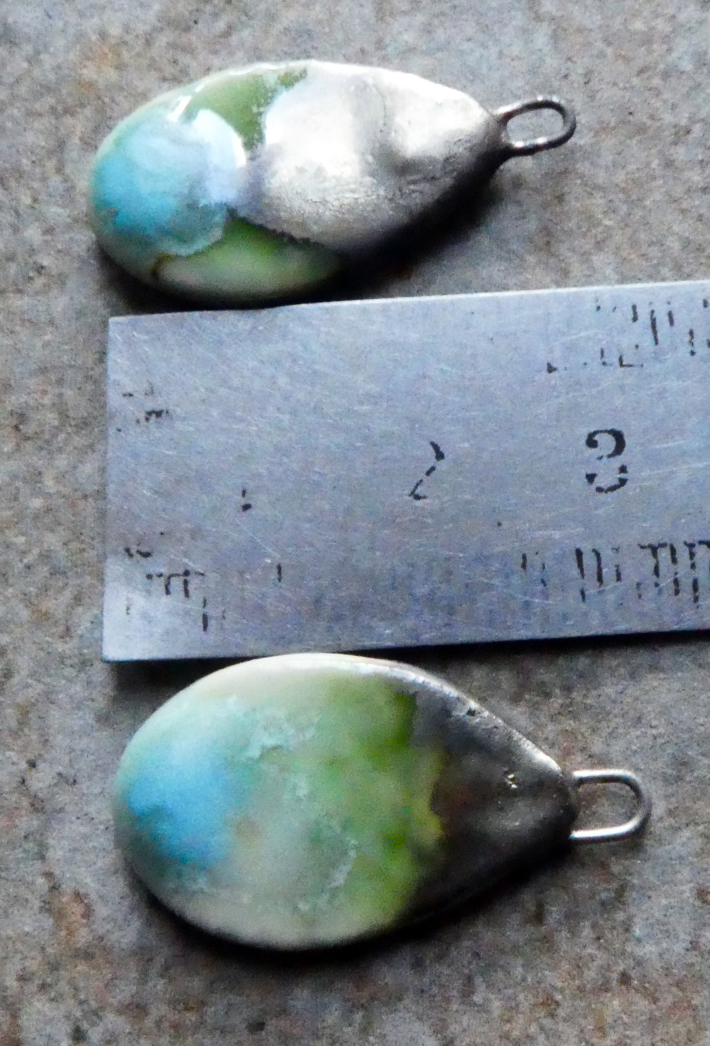 Ceramic Lustrous Flat Teardrop Drops -Blue Ice