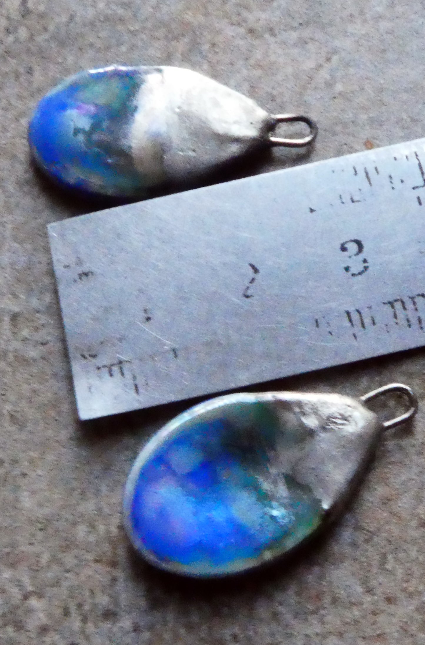 Ceramic Lustrous Flat Teardrop Drops -Soft Blue