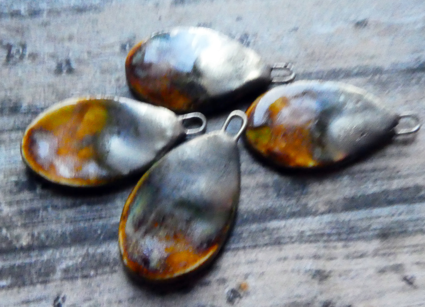 Ceramic Lustrous Flat Teardrop Drops -Autumn