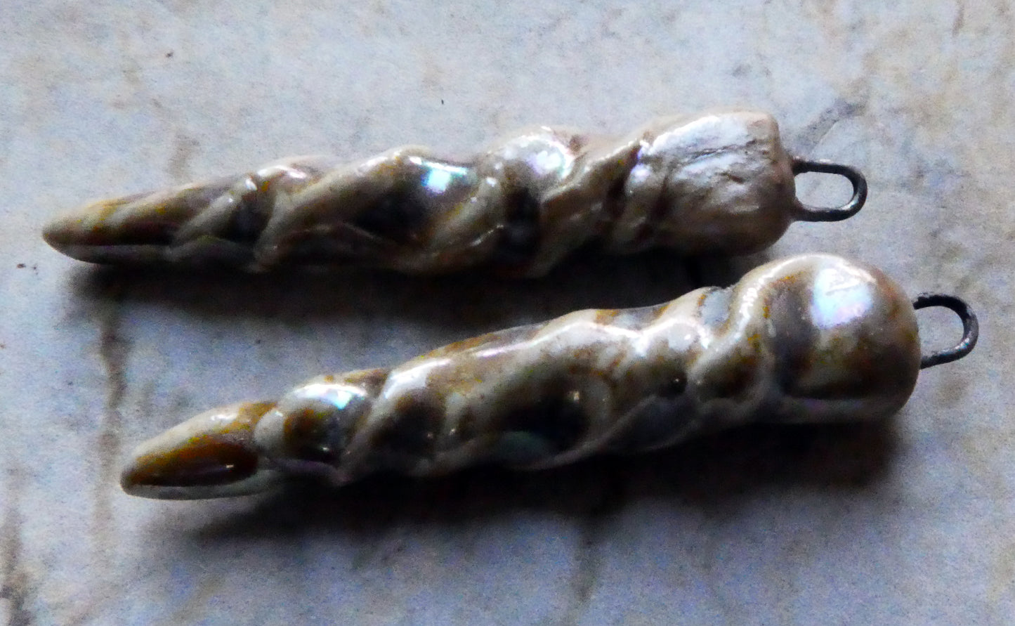 Ceramic Lustrous Icicle Earring Charms - Smoke
