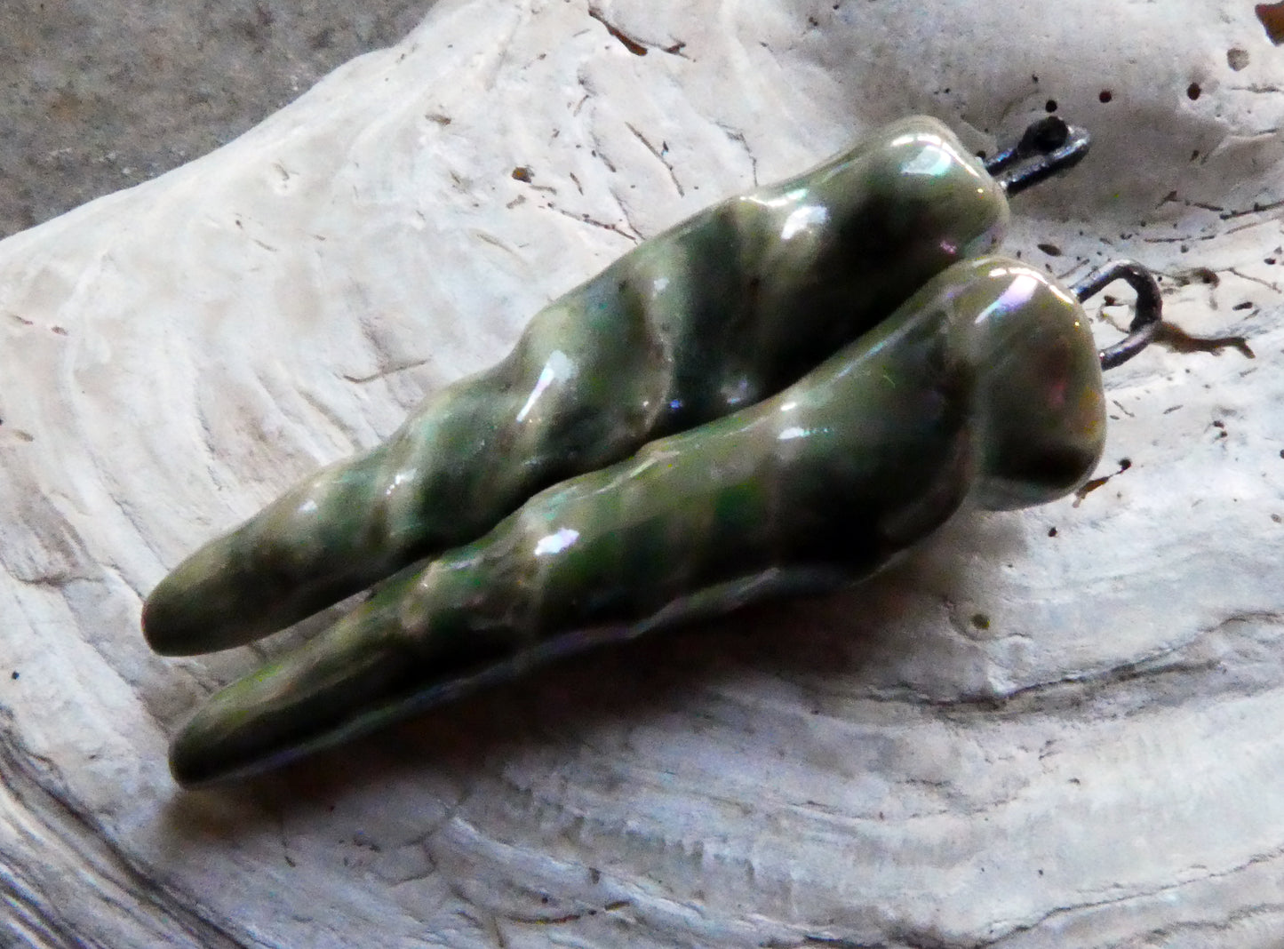 Ceramic Lustrous Icicle Earring Charms - Celadon