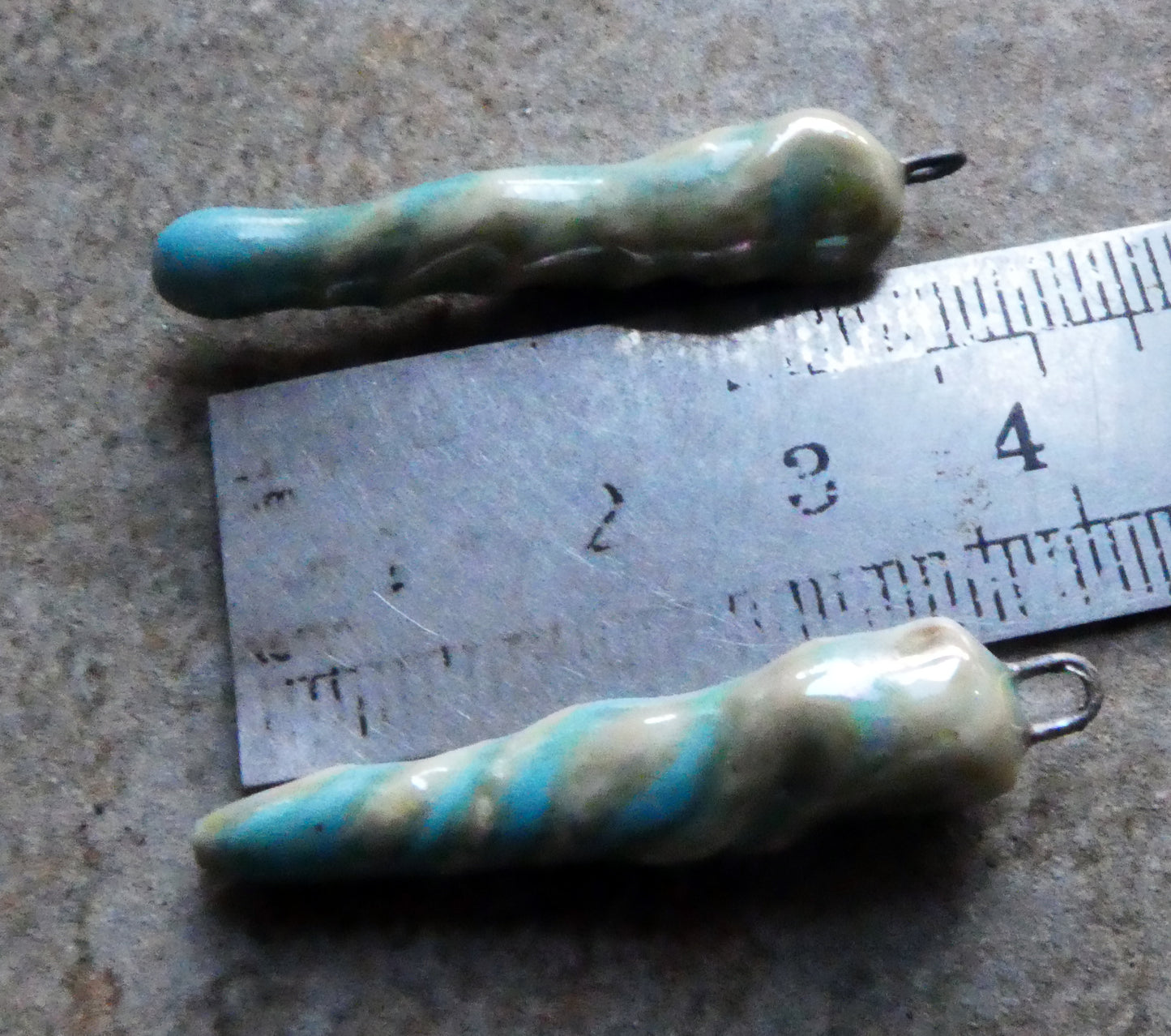 Ceramic Lustrous Icicle Earring Charms - Blue Ice
