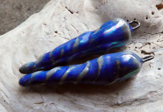 Ceramic Lustrous Icicle Earring Charms - Soft Blue