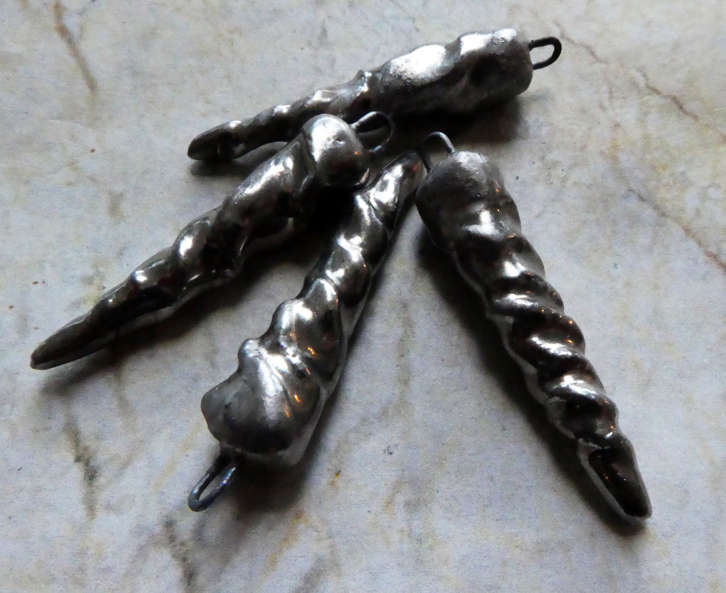 Ceramic Lustrous Icicle Earring Charms - Platinum Lustre
