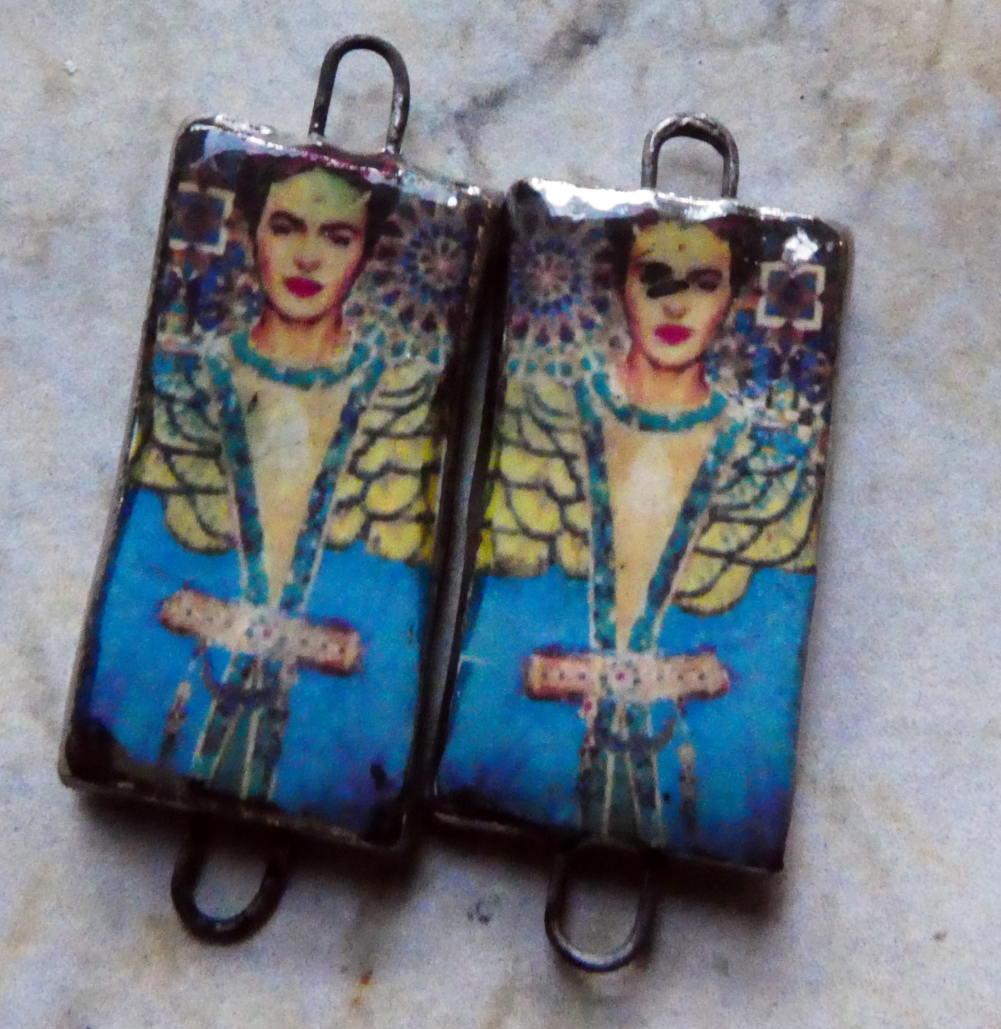 Ceramic Frida Inspired Earring Connectors - #2