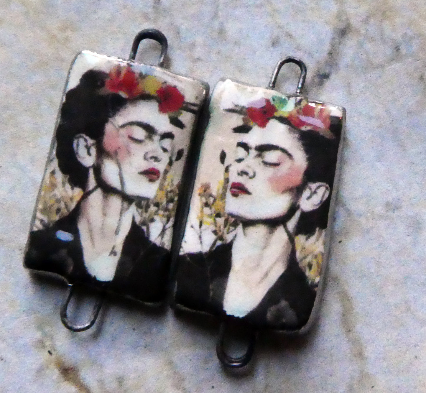 Ceramic Frida Inspired Earring Connectors - #6