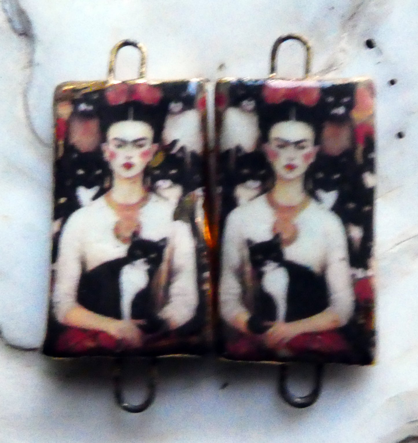 Ceramic Frida Inspired Earring Connectors - #7