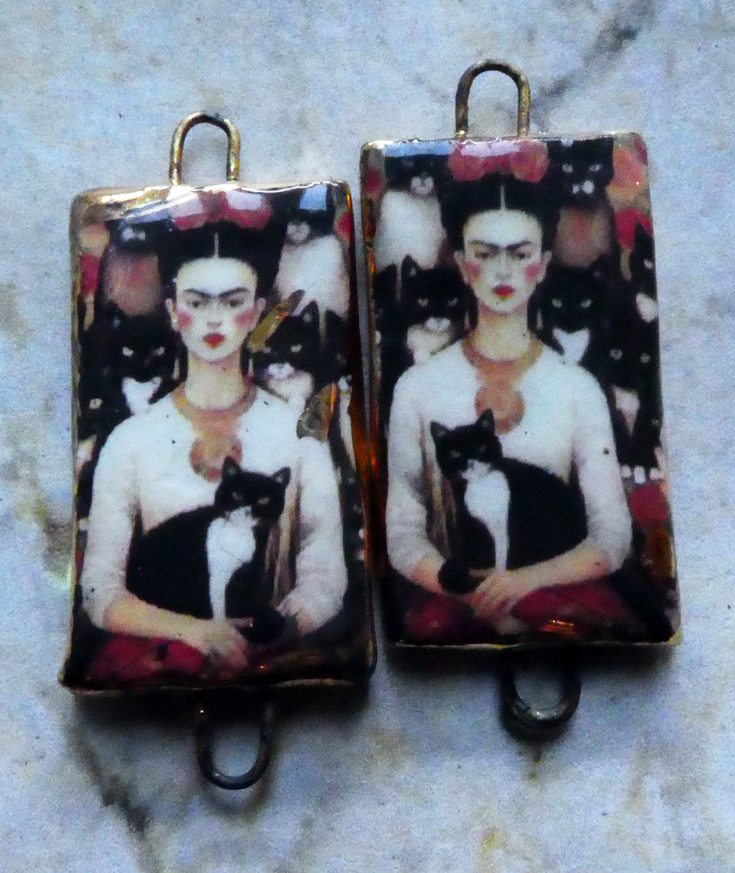 Ceramic Frida Inspired Earring Connectors - #7