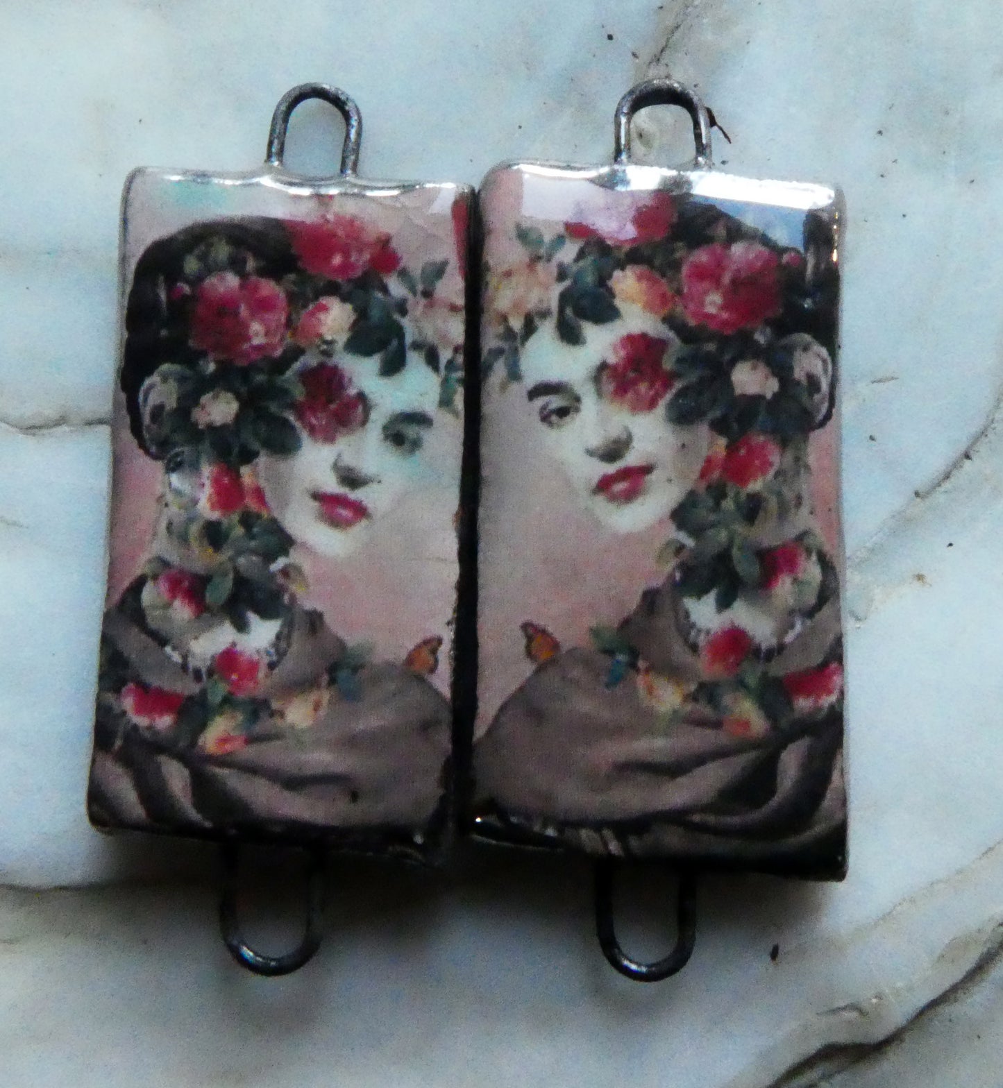 Ceramic Frida Inspired Earring Connectors - #9