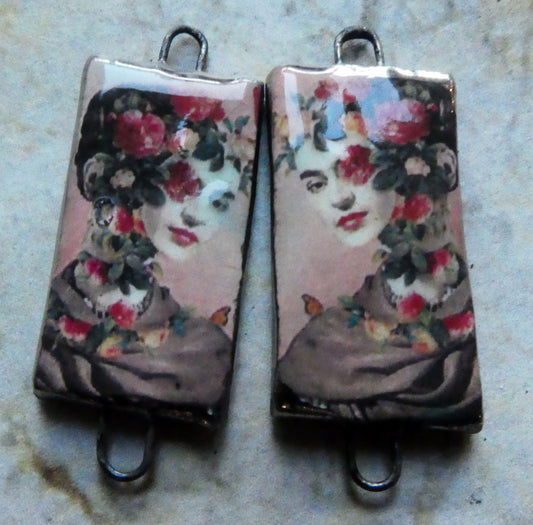 Ceramic Frida Inspired Earring Connectors - #9