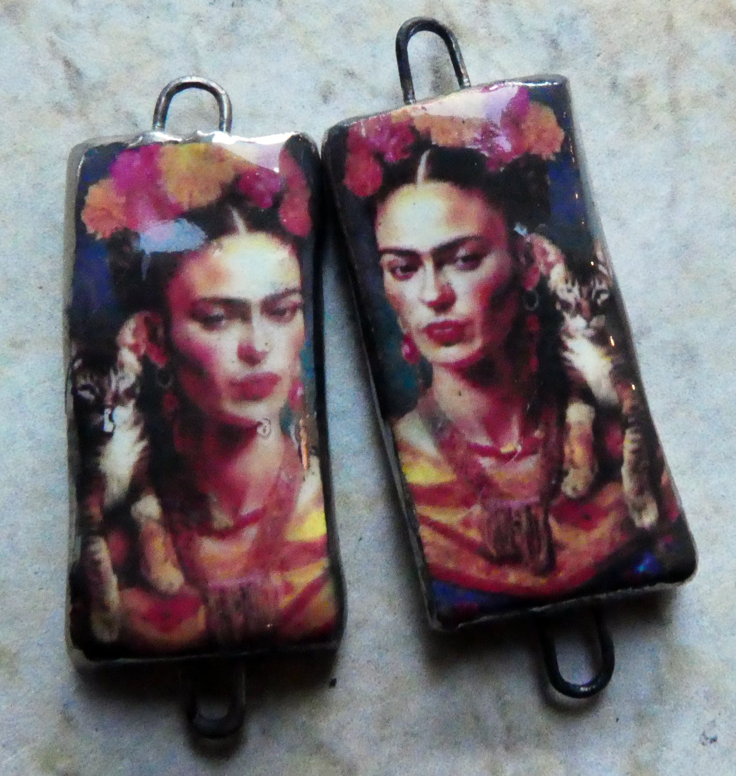 Ceramic Frida Inspired Earring Connectors - #14