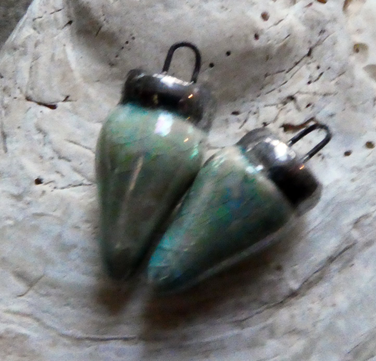 Ceramic Christmas Lights Charms - Aquamarine Crackle