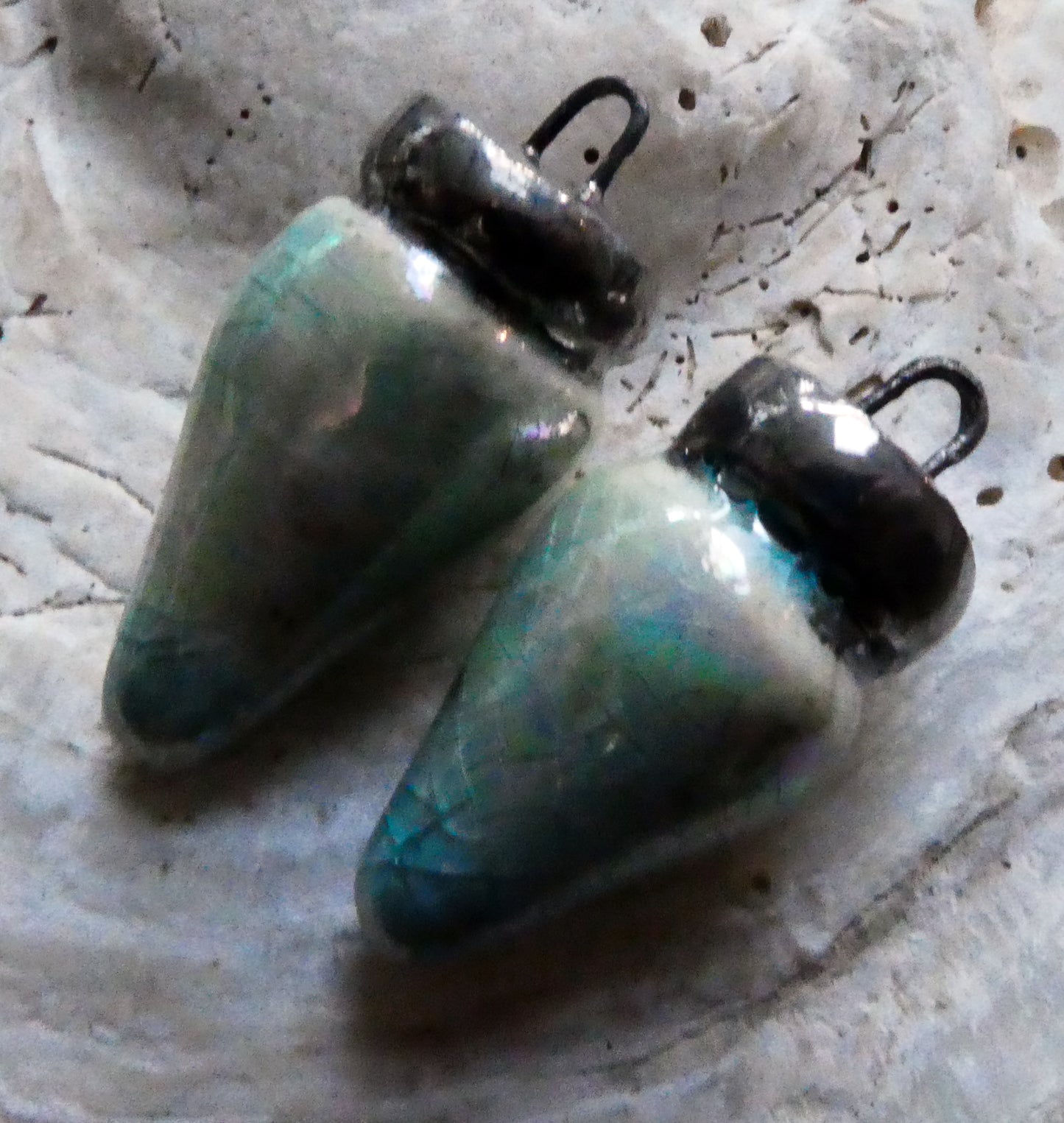 Ceramic Christmas Lights Charms - Turquoise Crackle