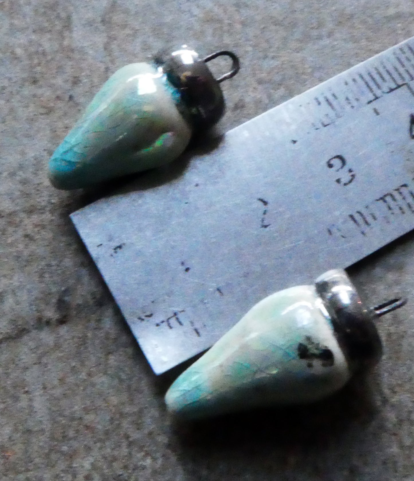 Ceramic Christmas Lights Charms - Turquoise Crackle