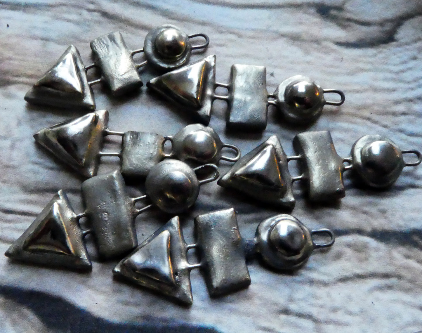 Ceramic Mixed Shape Stack Charms -Platinum
