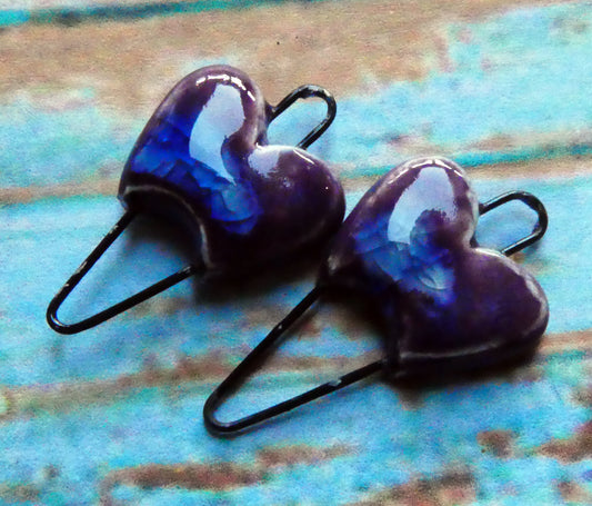 Ceramic Heart Earring Connectors -Royal Fantasy