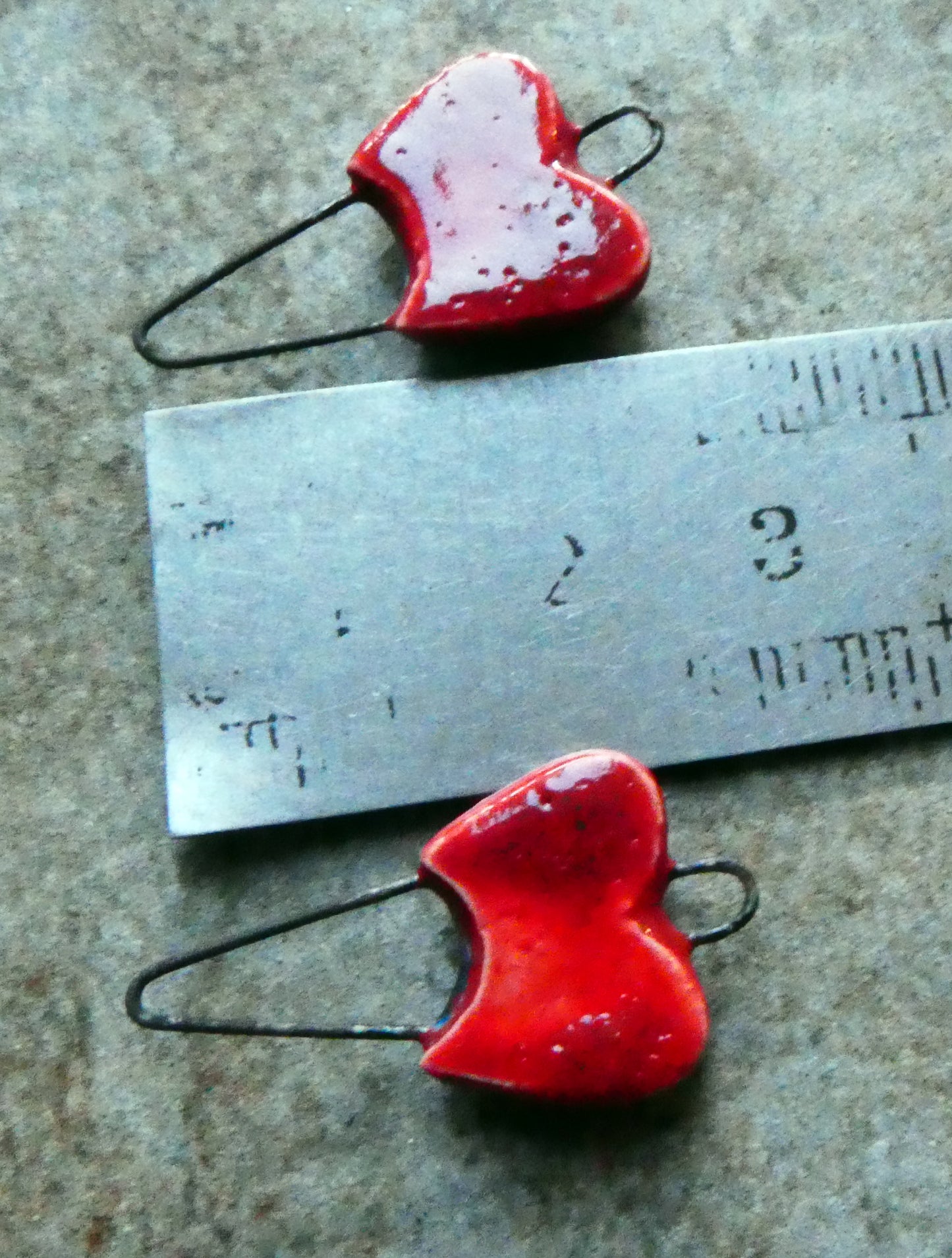 Ceramic Heart Earring Connectors -Ladybird