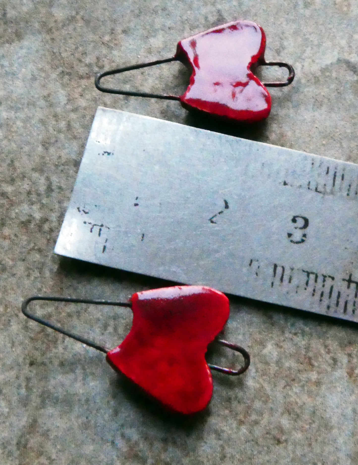 Ceramic Heart Earring Connectors -Red