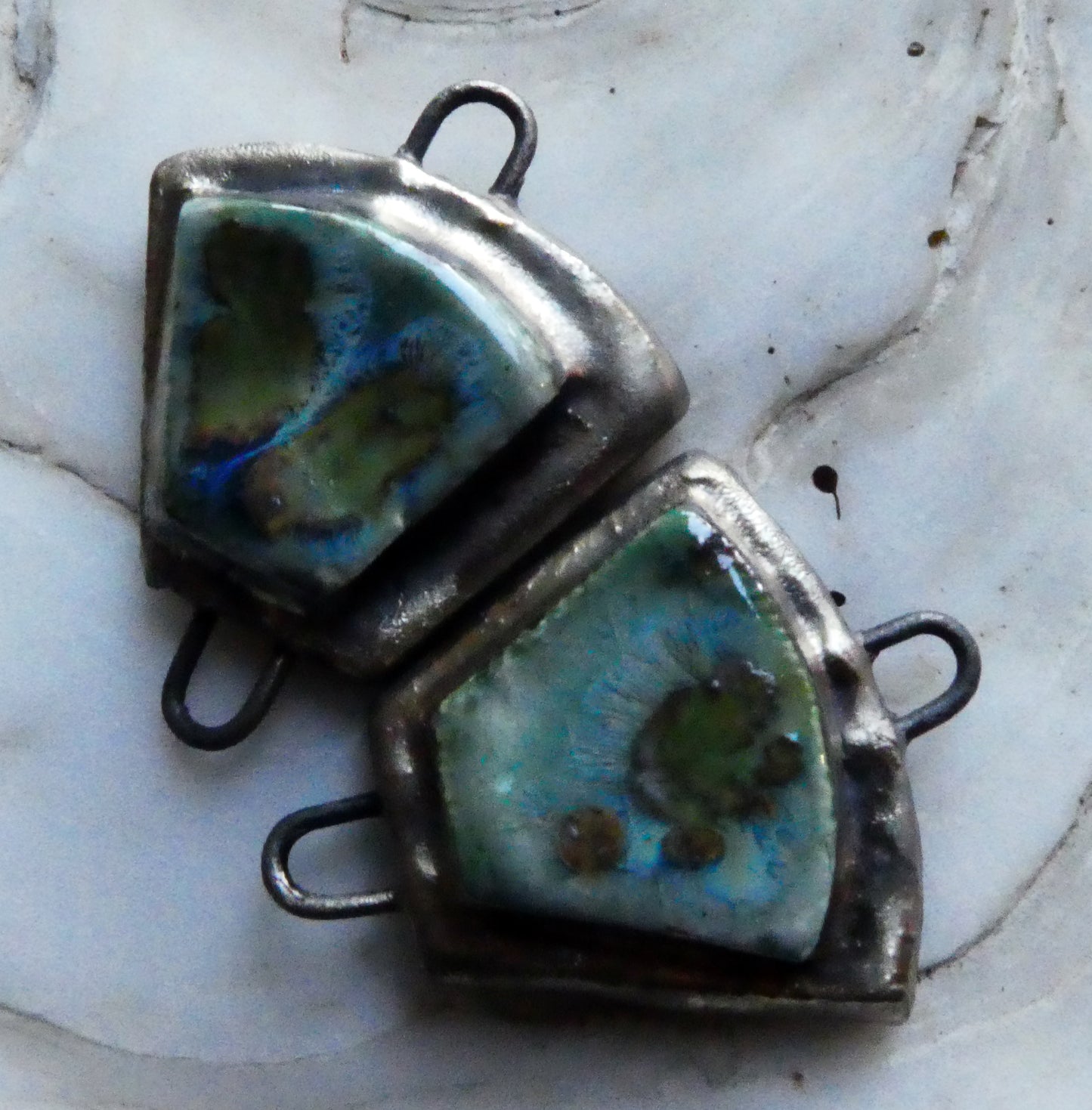 Ceramic Moulded Wedge Connectors- Mystic Jade
