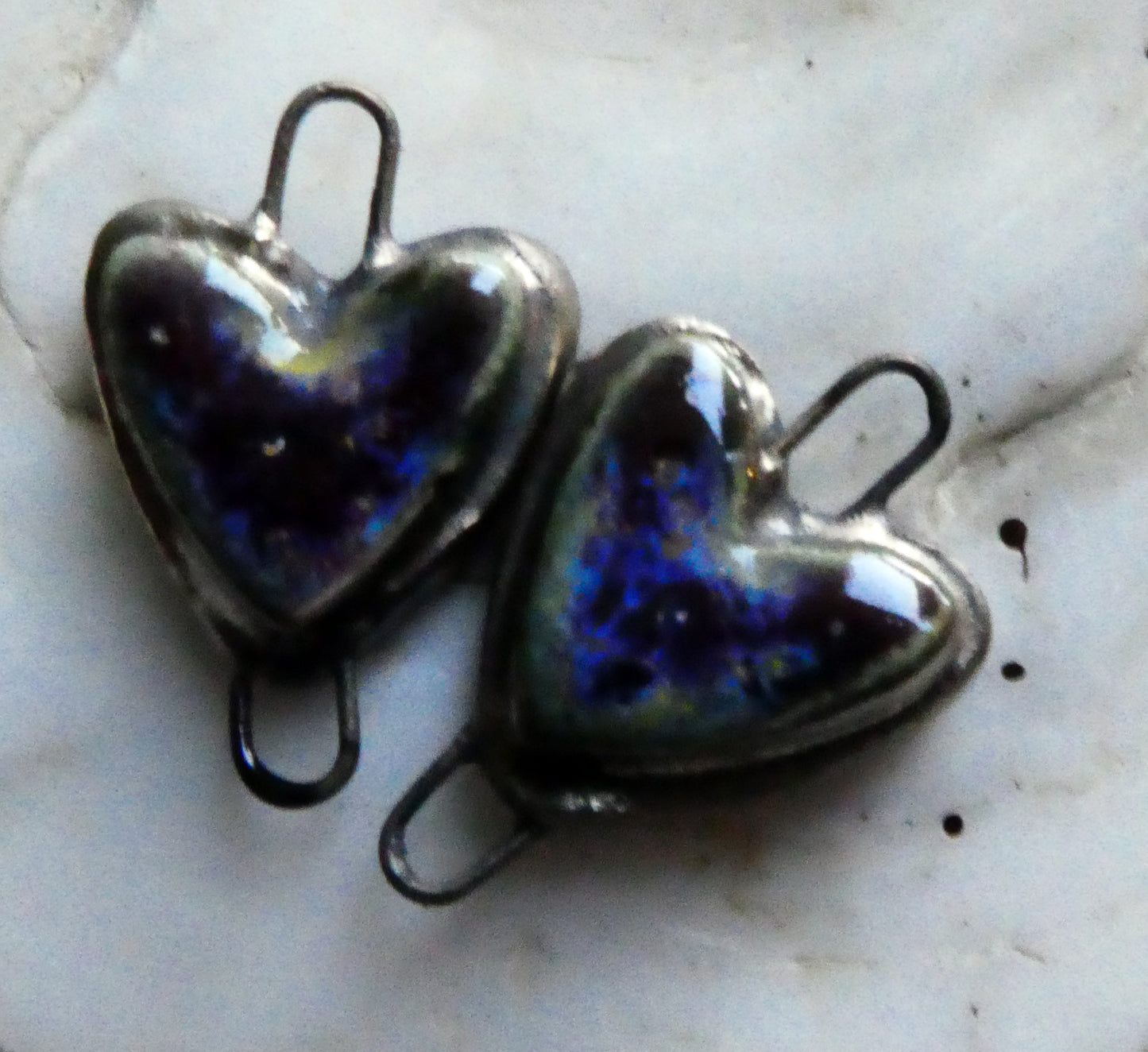 Ceramic Moulded Heart Connectors- Sailors Delight