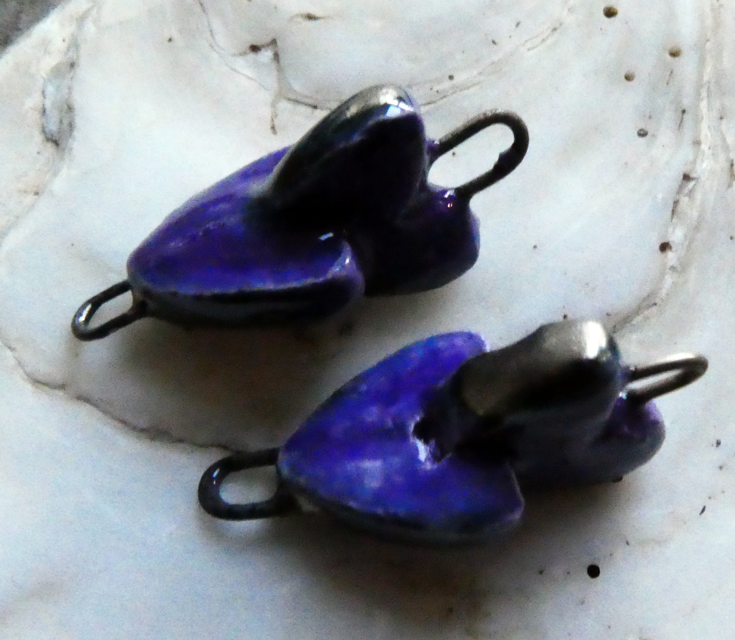 Ceramic Interconnected Hearts Connectors-Dark Purple