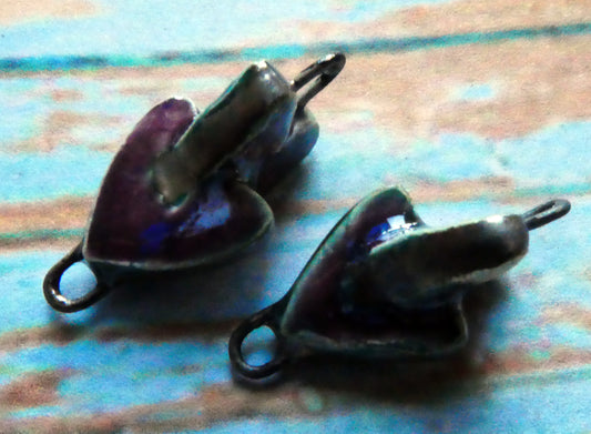 Ceramic Interconnected Hearts Connectors-Plum Jelly