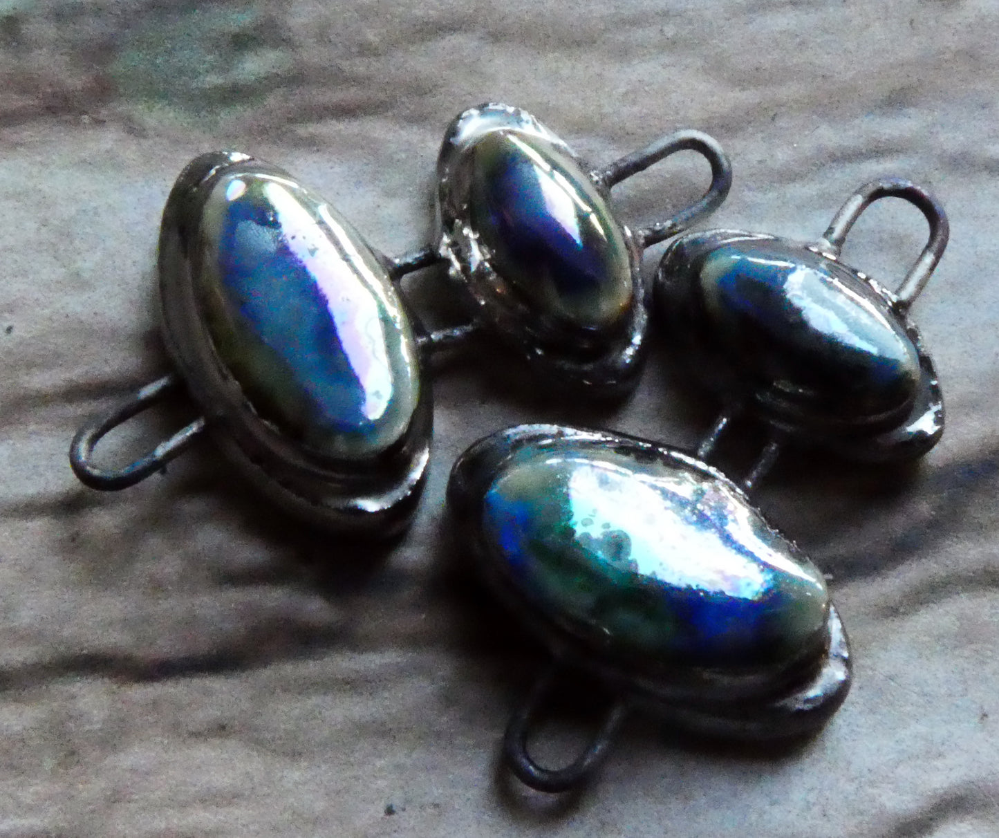 Ceramic Little Moulded Double Oval Connectors -Soft Blue