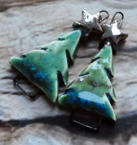 Ceramic Christmas Tree and Star Earring Connectors -Rockpool