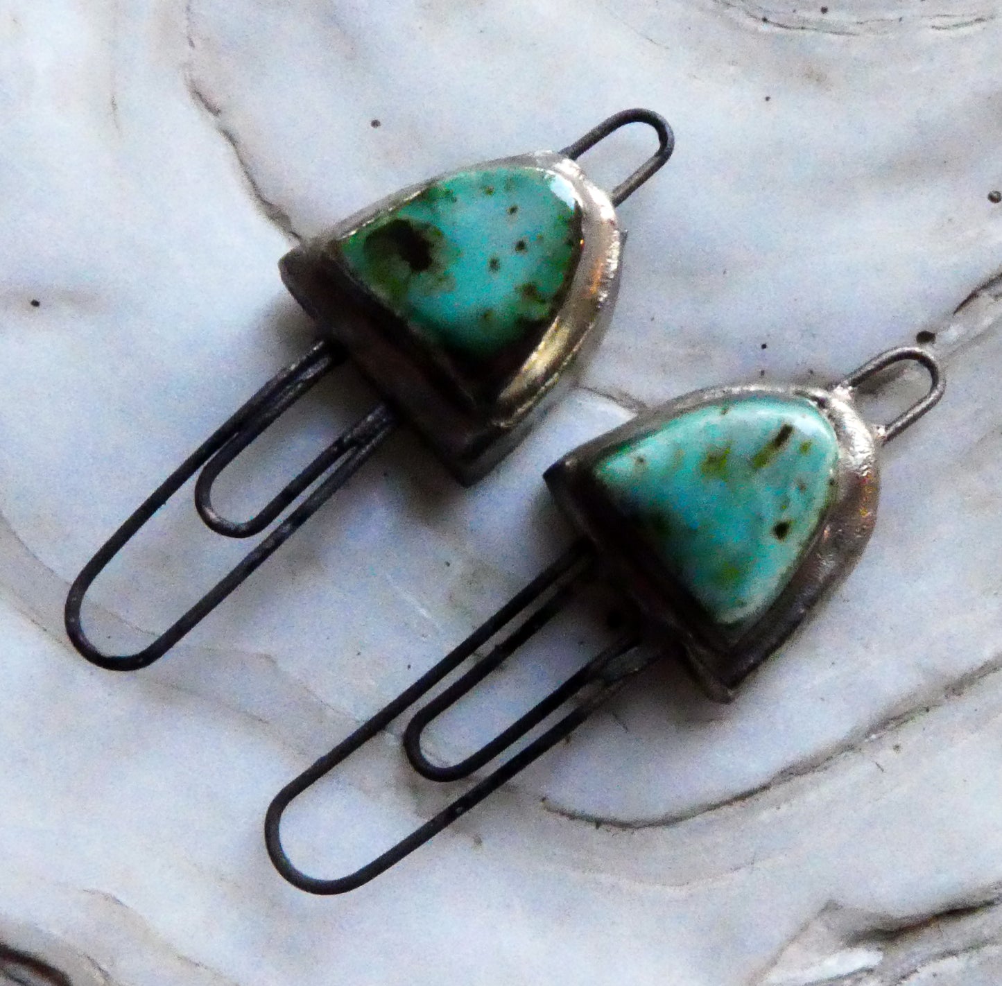 Ceramic Moulded Half Oval Double Hoop Connectors-Blue Guppy