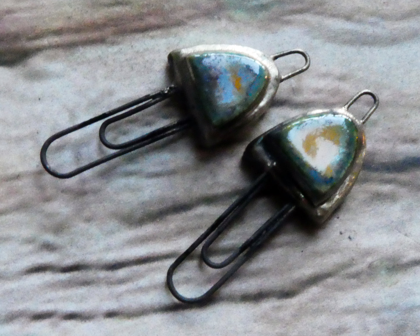 Ceramic Moulded Half Oval Double Hoop Connectors-Outer Space