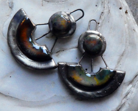 Ceramic Moulded Disc and Scoop Charms - Amber Ash