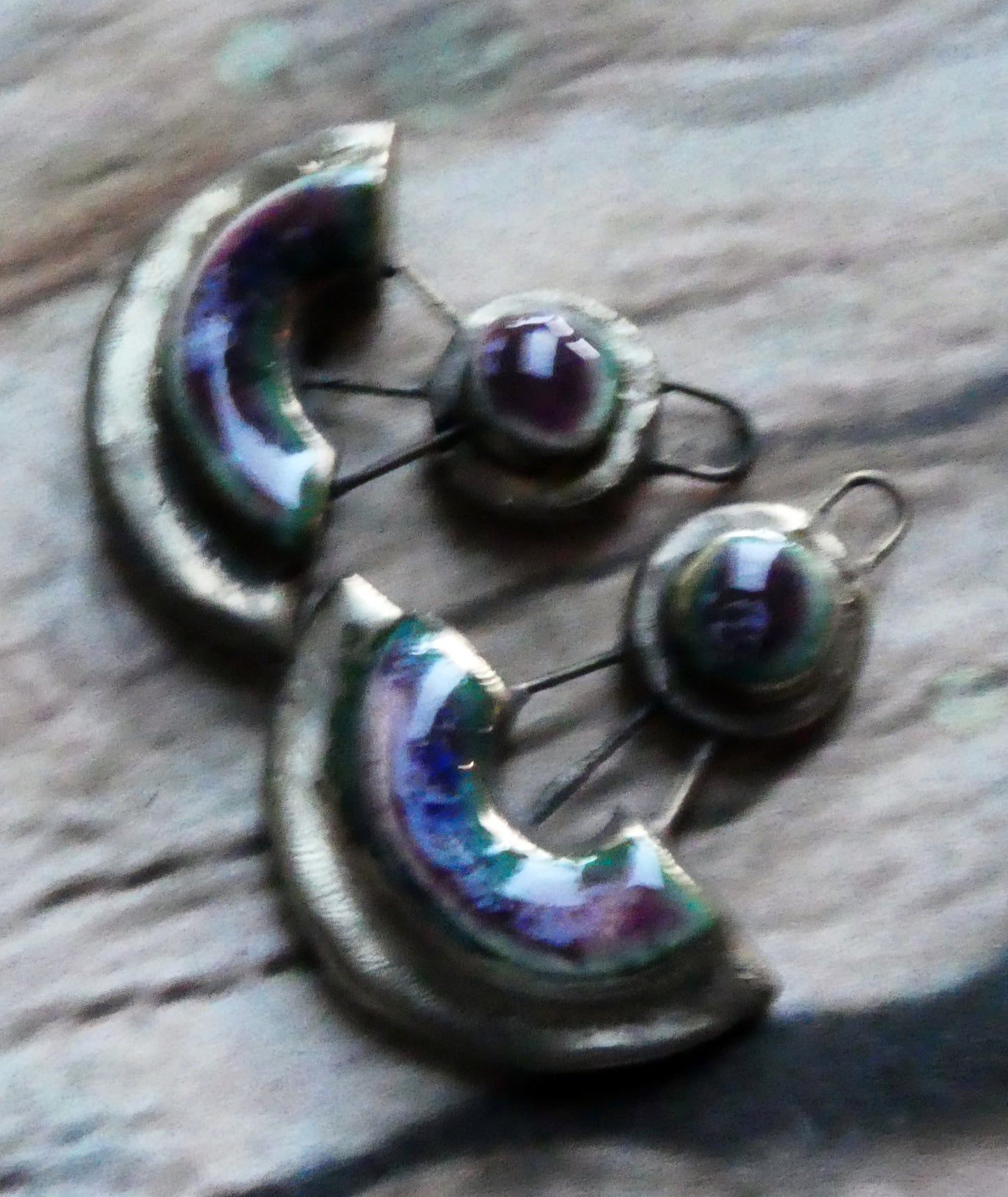 Ceramic Moulded Disc and Scoop Charms - Plum Jelly