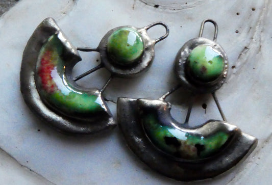 Ceramic Moulded Disc and Scoop Charms - Mixed Melon