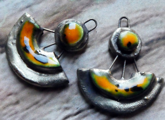 Ceramic Moulded Disc and Scoop Charms - Papaya