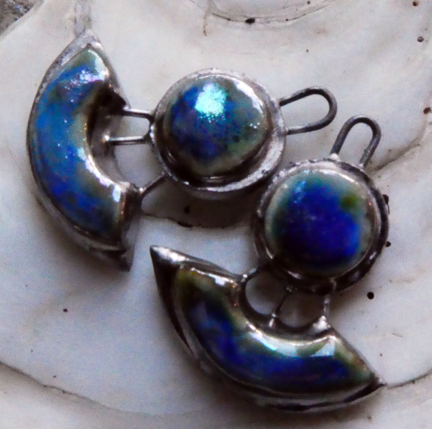 Ceramic Moulded Disc and Scoop Charms -Soft Blue