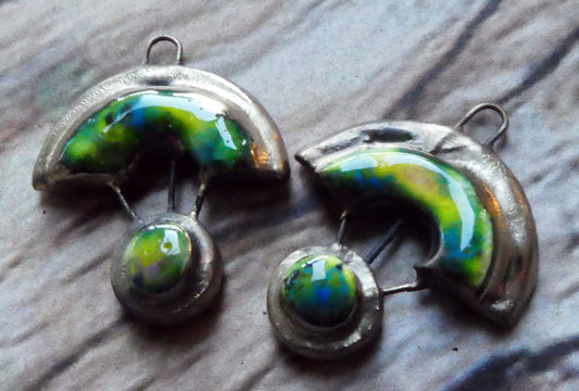 Ceramic Moulded Scoop and Disc Charms - Mardi Gras