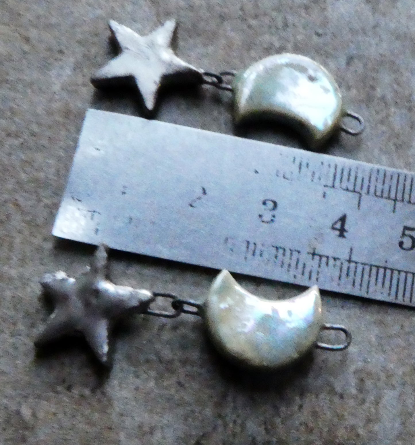 Ceramic Moon and Star Earring Dangles- Celadon