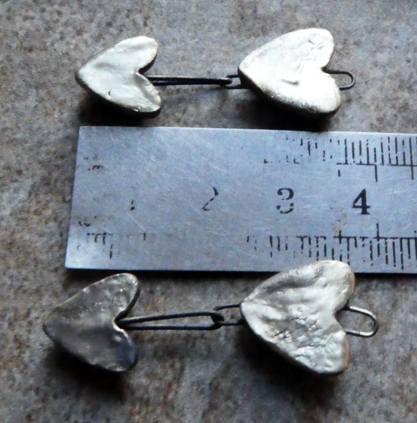 Ceramic Moulded Double Heart Dangles -Vermillion Sunburst